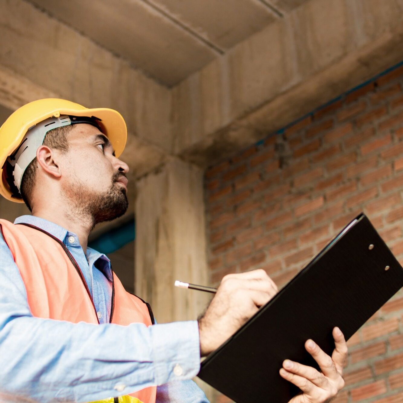 a man testing a building